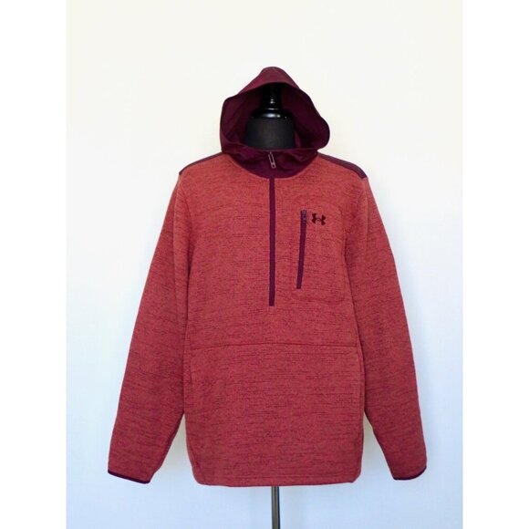NEW! Under Armour Specialist Half Zip Hoodie Fleece Burgundy Red SZ 3XL - Picture 2 of 7